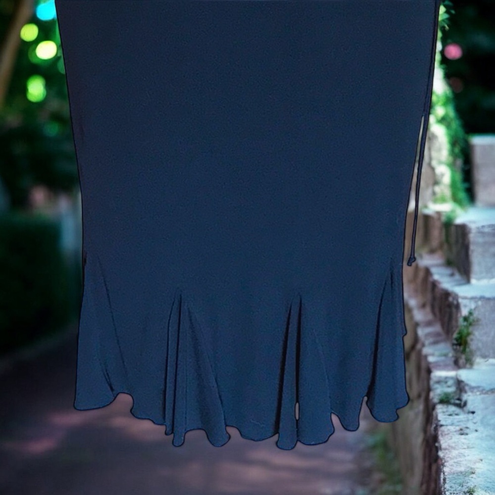 Studio Y Black Jersey V-Neck Front & Back Ruffled Hem Dress - Picture 14 of 16